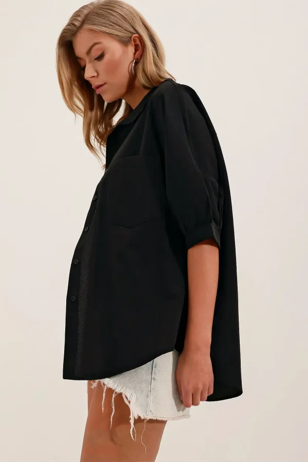 Chemise basique oversize à manches courtes 20213 - Noire