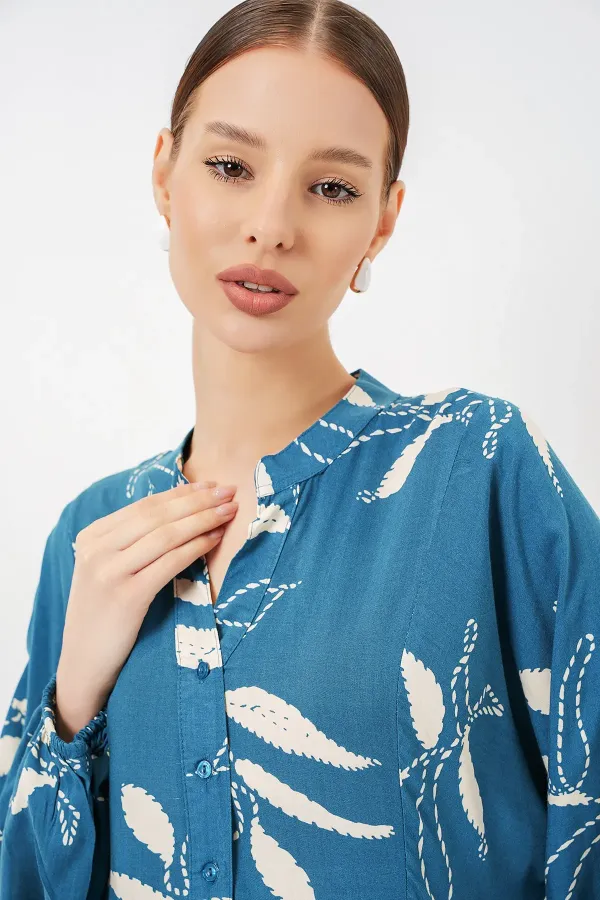 Robe longue hijab à motifs pour femme 2585 - Pétrole