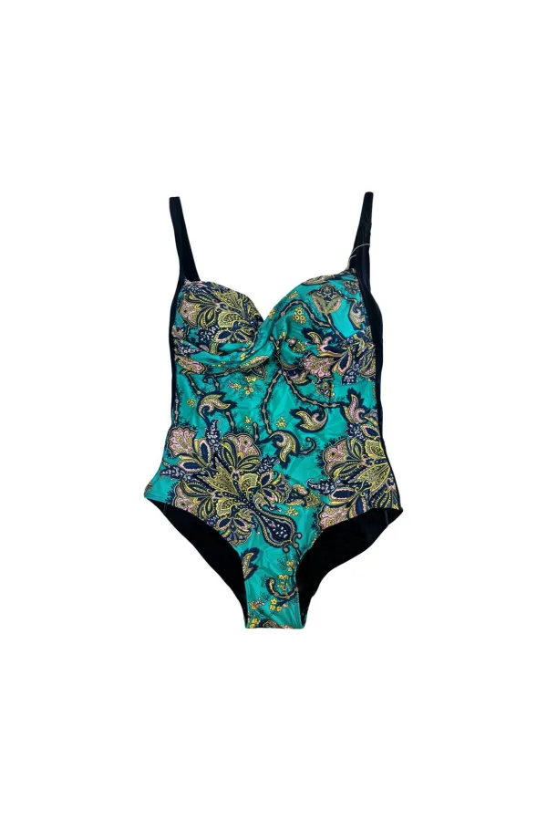 Maillot de bain femme noir turquoise à motifs HZL25S-LC6279
