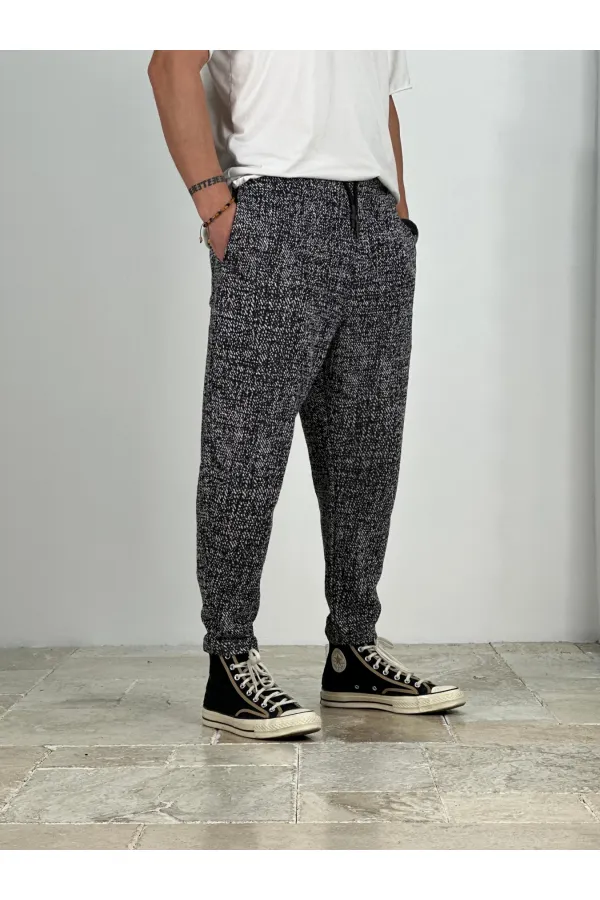 Pantalon de survêtement coupe droite en polaire anthracite pour homme, taille nouée, HZL24S-MXC8948-117