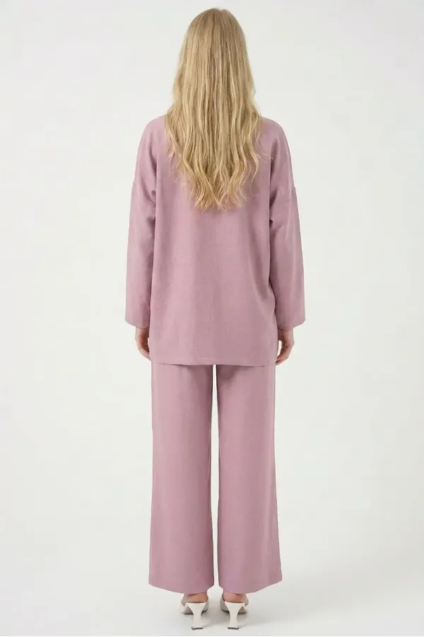Kadın Gül Kurusu Keten Bağlama Detaylı Kimono Pantolon İkili Takım HZL26S-BD167271 Kadın Gül Kurusu Keten Bağlama Detaylı Kimono Pantolon İkili Takım HZL26S-BD167271