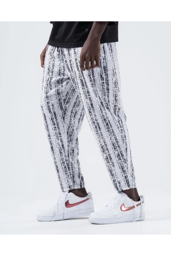 Pantalon de survêtement pour homme, coupe droite, avec cordon de serrage et poches, blanc et noir, HZL24S-MXC8948-218