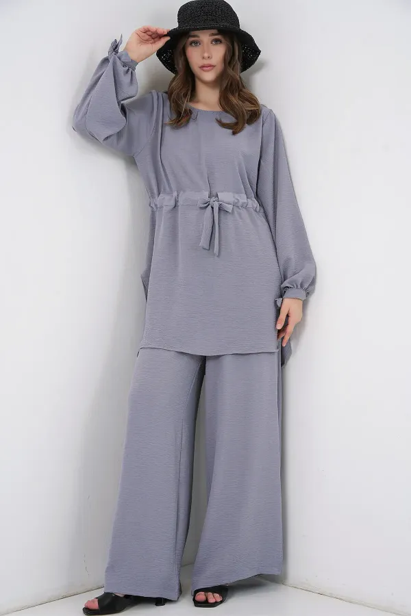 Women's Long Tunic and Pants Two-Piece Set 6719 - Grey