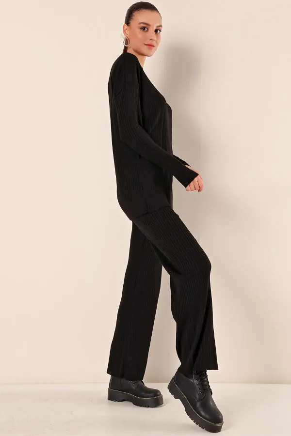 15826 Corduroy Two-Piece Set - Black