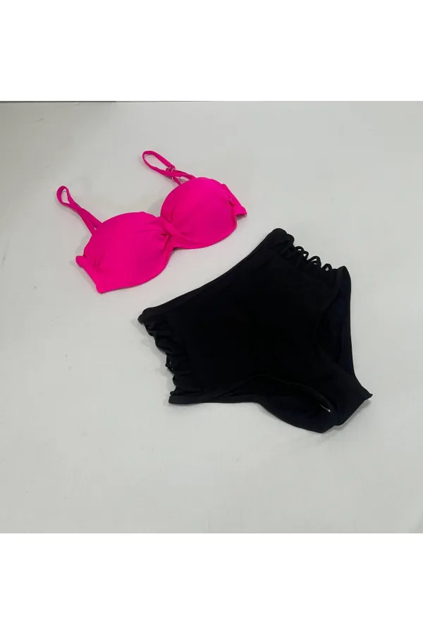 Kadın Fuşya İnce Askılı 3 Parça Bikini Takımı HZL25S-LC216