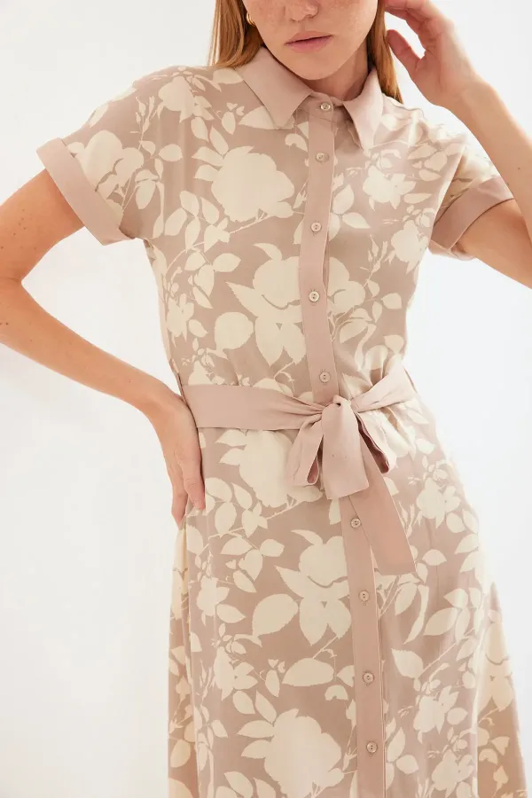 Robe-chemise à motifs 2455 - Beige