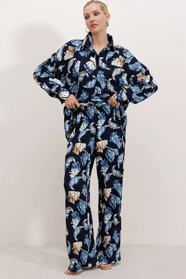 Ensemble deux pièces tricoté 5858 - Bleu marine