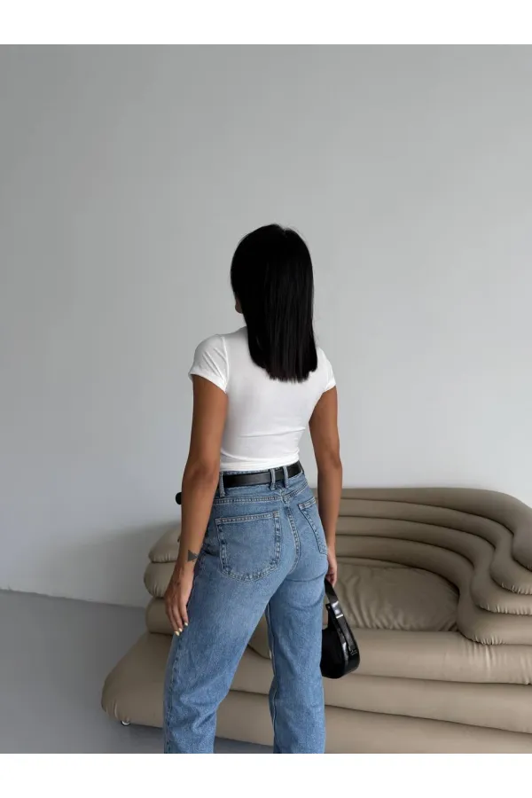 Chemisier blanc à col rond pour femme Sandy HZL25S-FRY123191