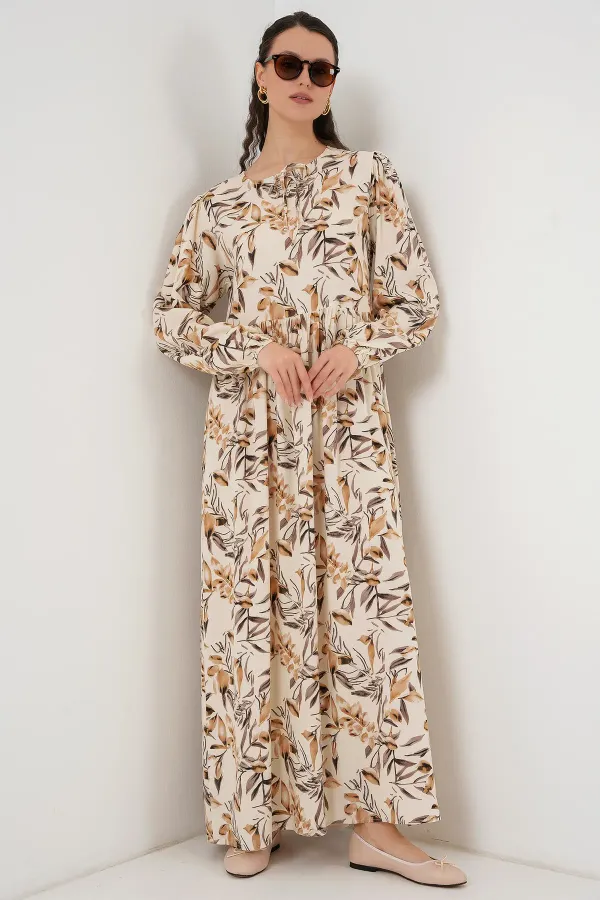 Robe longue à motifs 1947 - Beige