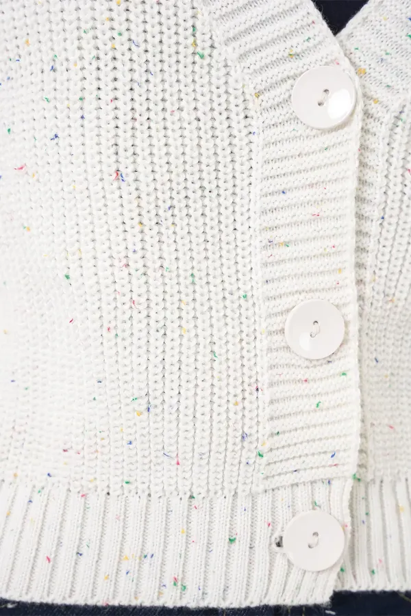 Gilet court en maille pour femme 15955 - Écru