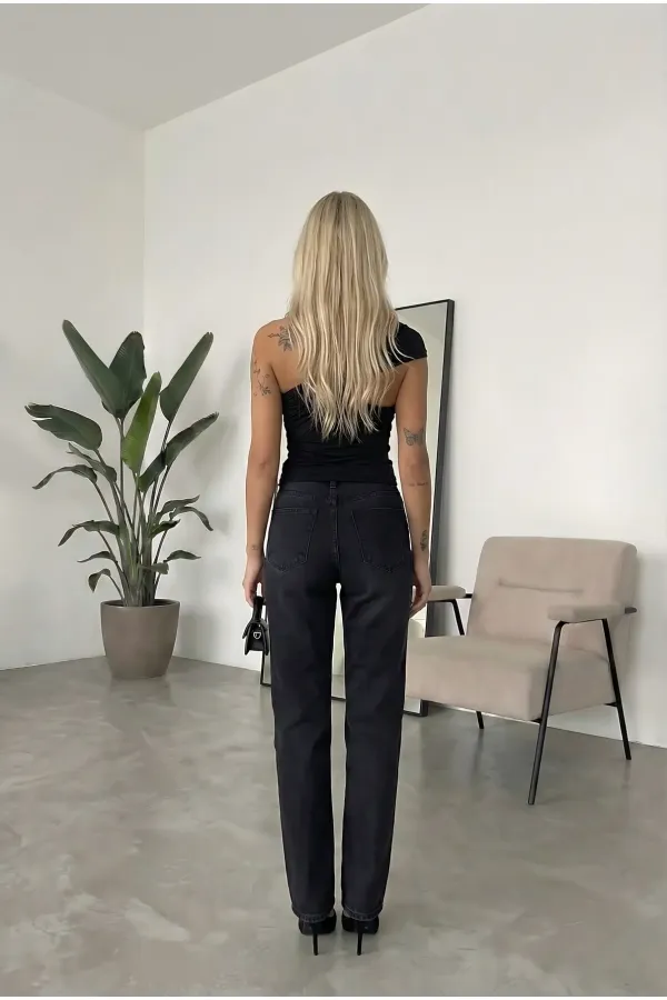 Women's Black Sandy Blouse with Gold Buckle Detail and Shoulder Drape HZL26W-FRY123741