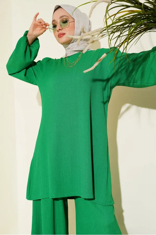 Ensemble tunique et pantalon vert pour femme (haut et bas) 6663