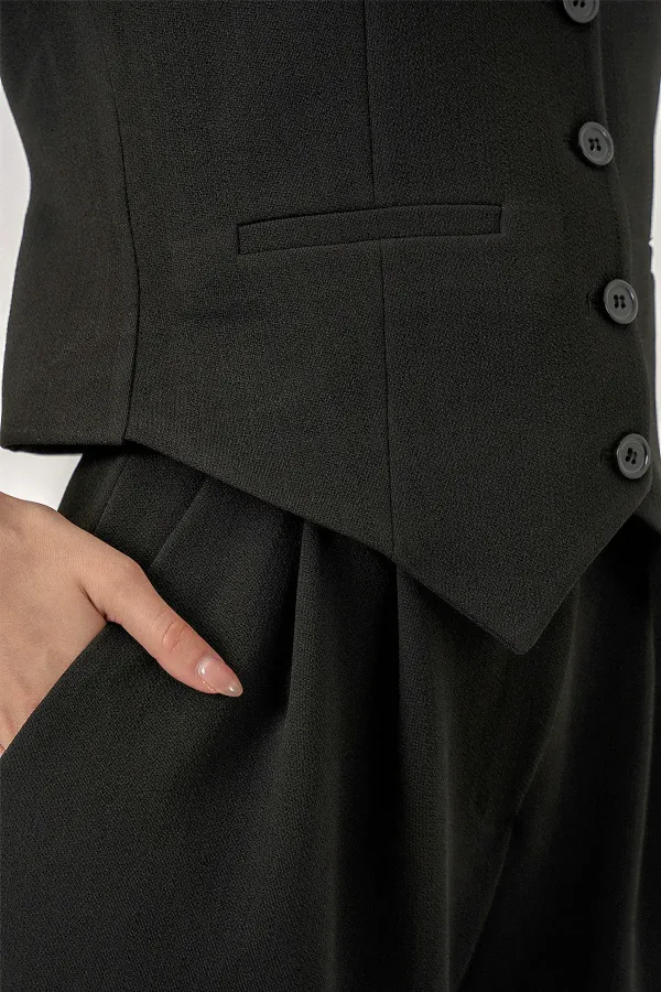 Ensemble deux pièces gilet et pantalon pour femme 30091 - Noir