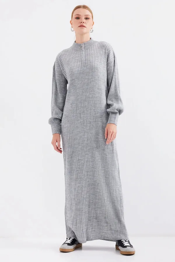 Robe longue en maille 15839 - Grise
