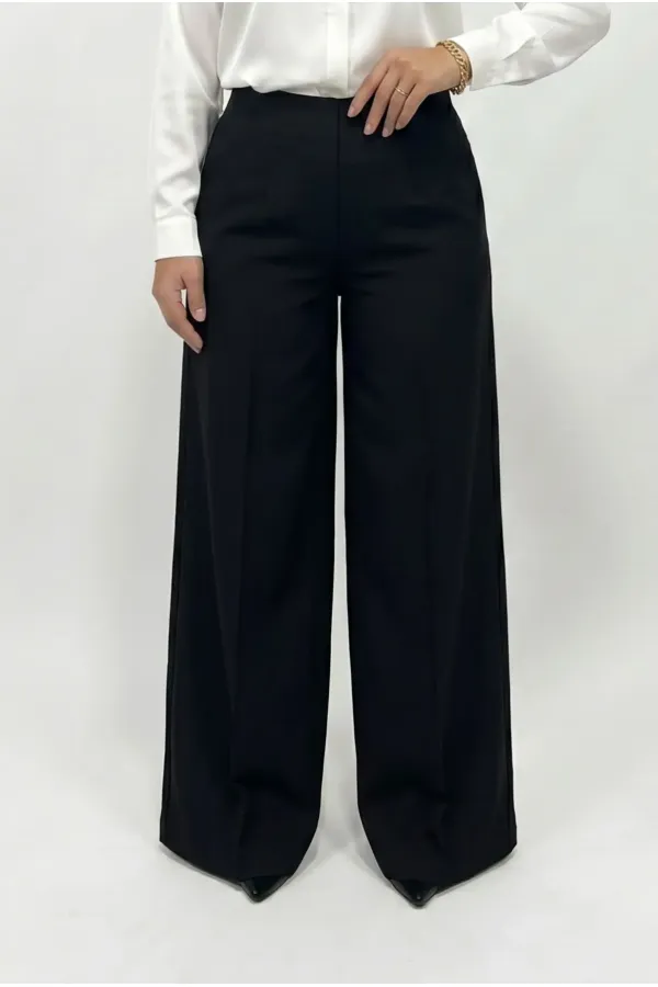 Women's Black Plus Size Shaping Palazzo Pants HZL26S-ZSS120211
