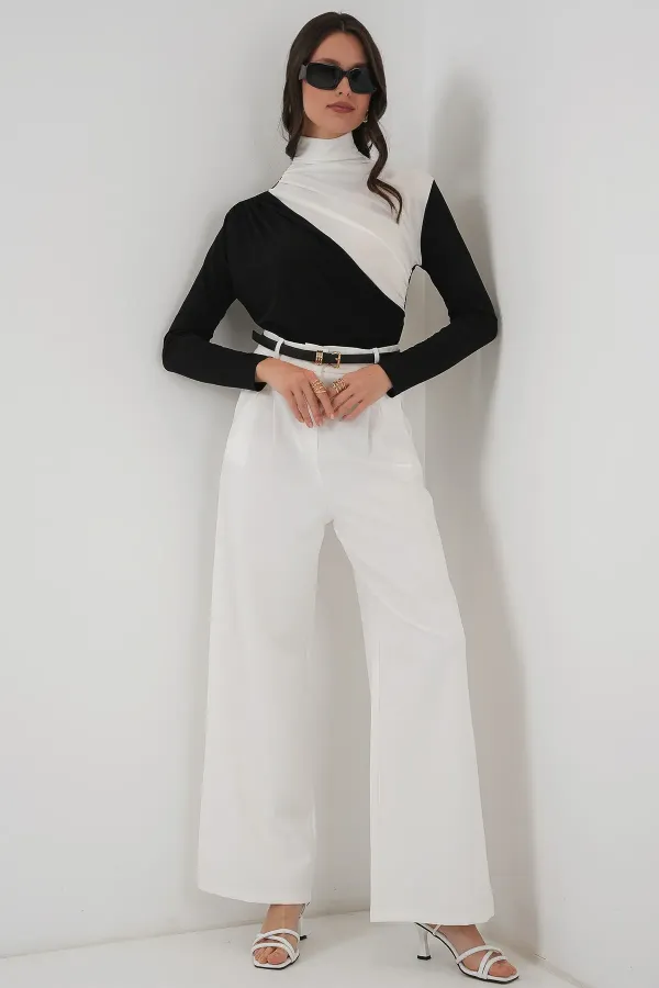 940 Büzgü Detaylı Sandy Bluz - Siyah