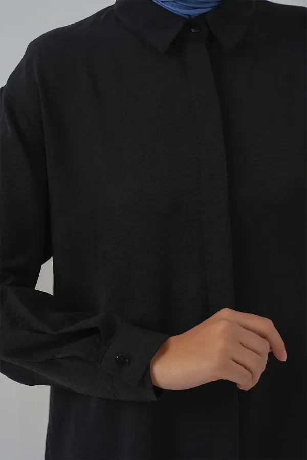 Women's Long Shirt Tunic 5945 - Black