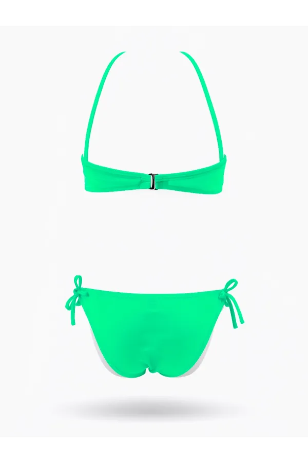 Girls' Neon Green Tassel Lined Bikini Set 4-12 Years HZL26S-LC18112