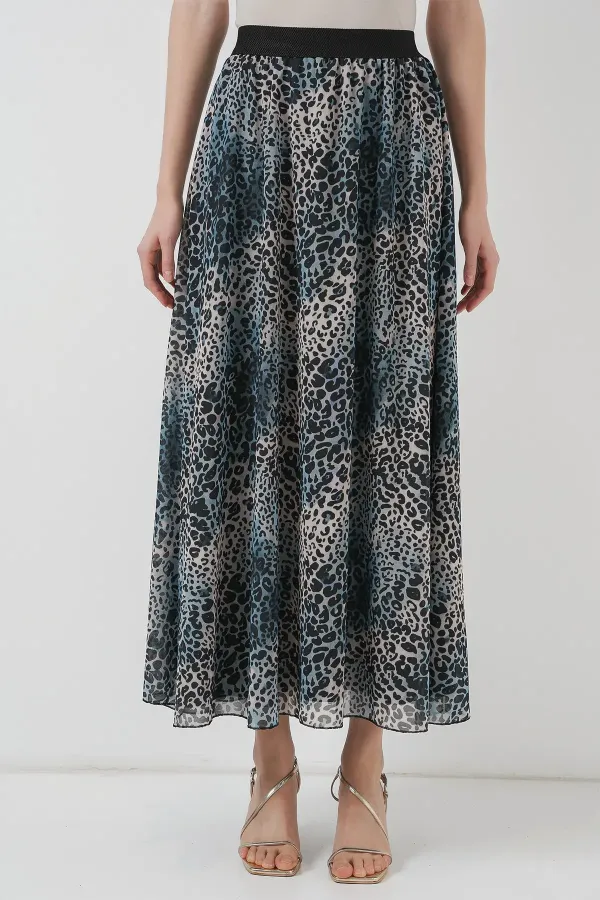 Jupe longue en mousseline 8032 - Indigo