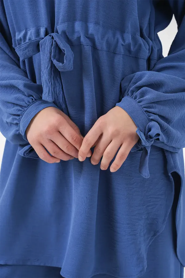 Ensemble deux pièces tunique longue et pantalon pour femme 6719 - Indigo