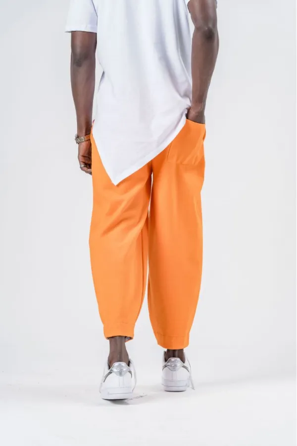 Pantalon de jogging ample orange pour homme, taille et jambes élastiques, HZL24S-MXC8989-341