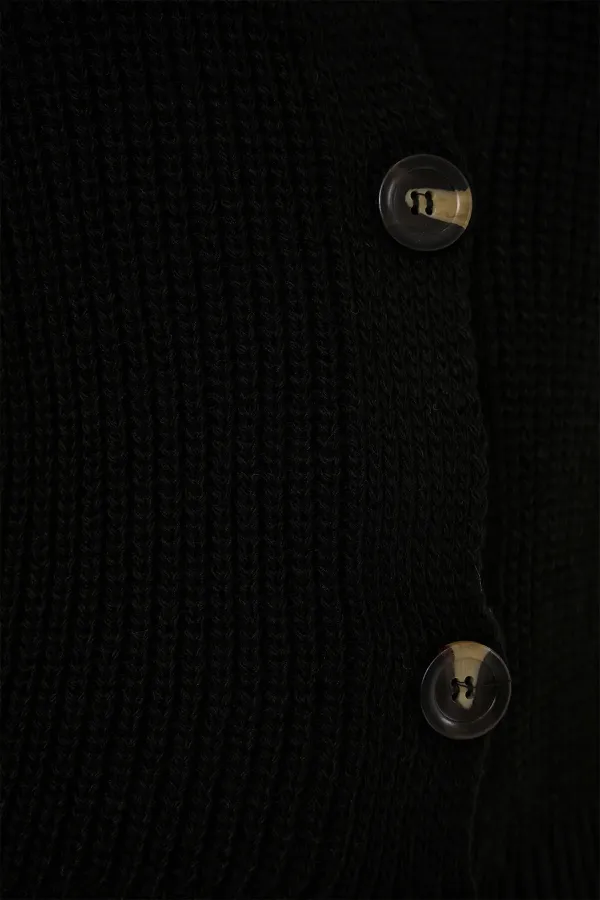 15881 Düğmeli Kısa Triko Yelek - Siyah
