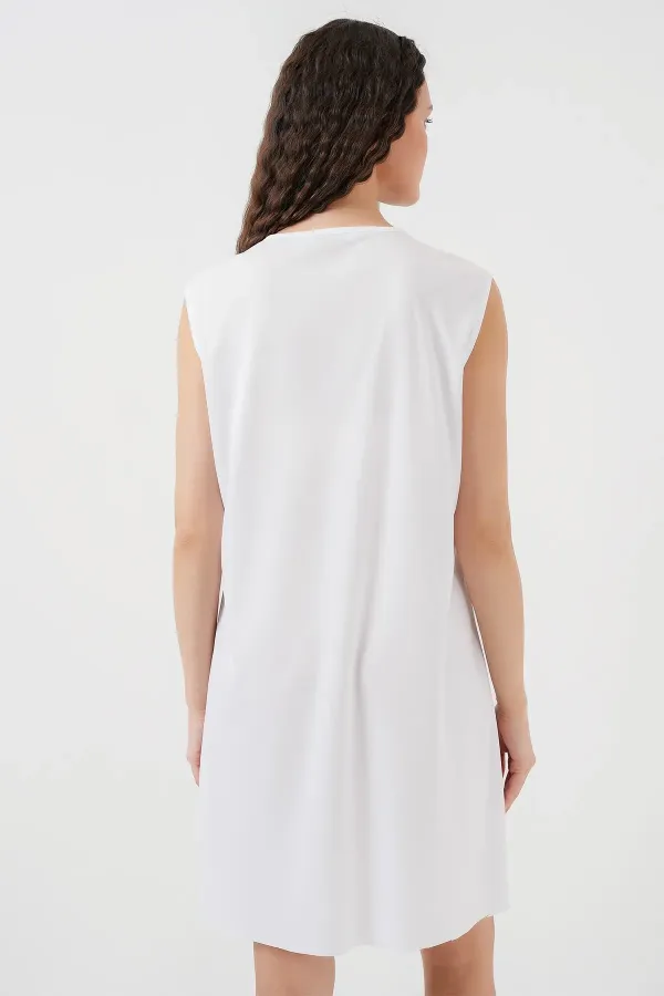 2535 Kolsuz Midi Elbise Astarı İçlik Jüpon - Beyaz