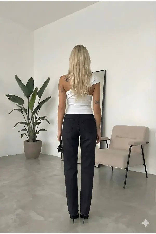 Women's White Sandy Blouse with Gold Buckle Detail and Shoulder Drape Detail HZL26W-FRY123741