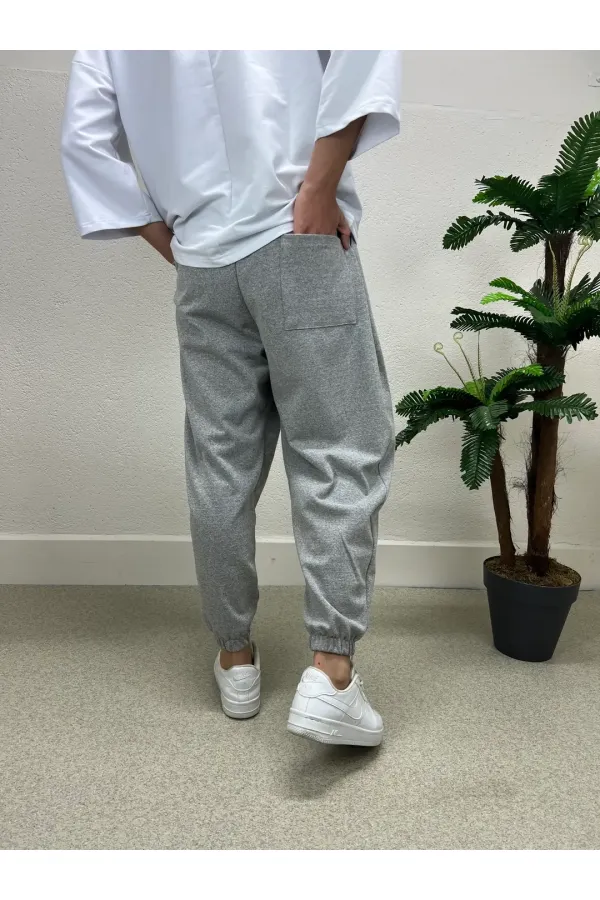 Pantalon de jogging ample gris clair pour homme, taille et jambes élastiques, avec poches, HZL24S-MXC8989-211