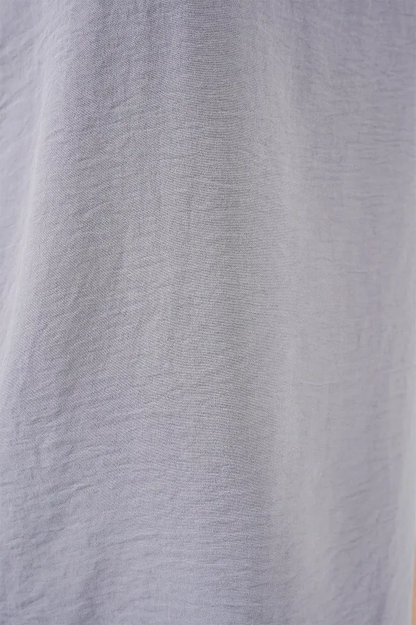 V Yaka Sıfır Kol Bluz 950 - Gri