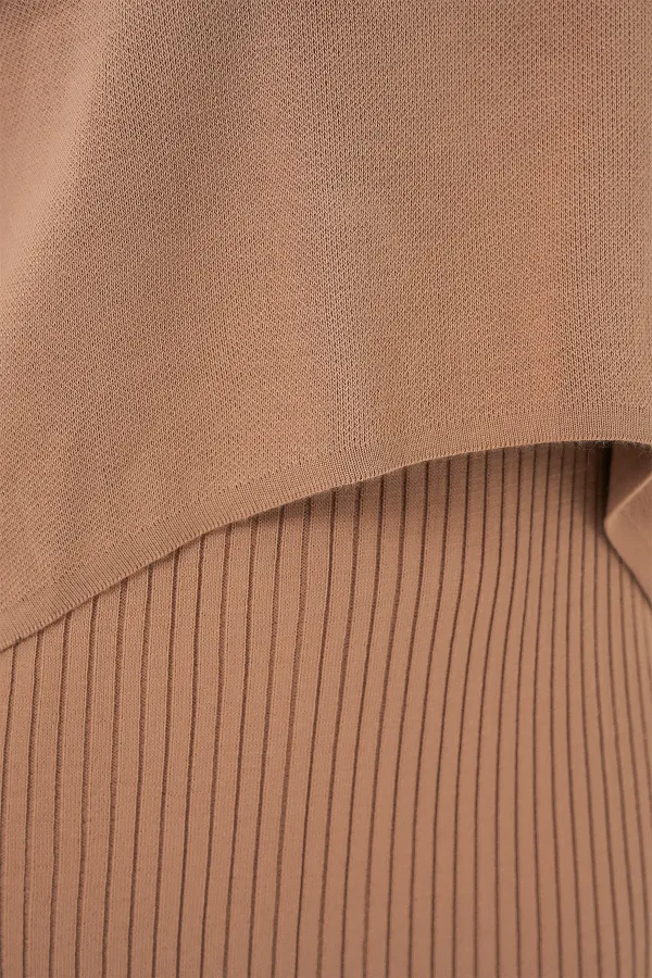 Kadın Kısa Kazaklı Triko Elbise 15958 - Camel