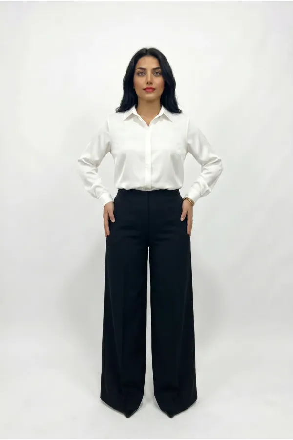 Women's Black Plus Size Shaping Palazzo Pants HZL26S-ZSS120211