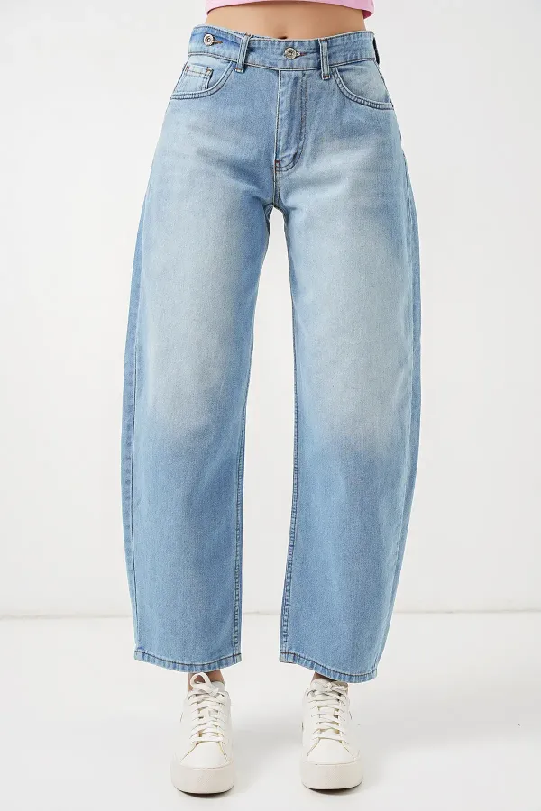 Women's High-Waisted Jeans 30081 - Light Blue