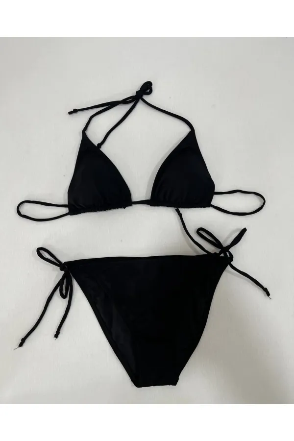 Ensemble bikini triangle noir dos nu pour femme HZL25S-LC5005