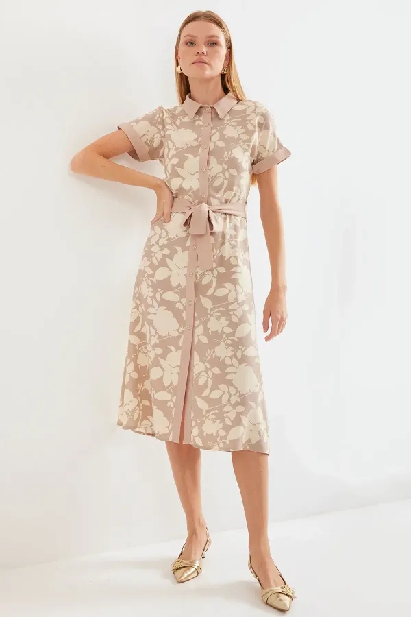 Robe-chemise à motifs 2455 - Beige