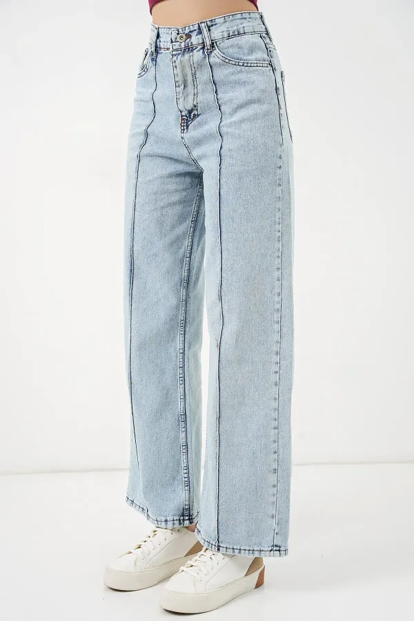 Women's High-Waisted Jeans 30082 - Blue
