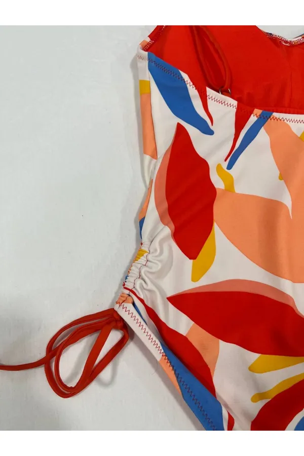 Women's Multicolored Tropical Print Lined Swimsuit HZL25S-AR1823