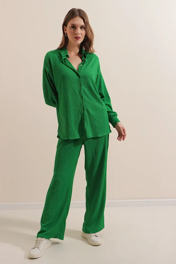 5858 Knitted Two-Piece Set - Green