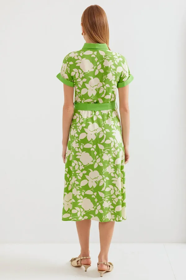 Robe-chemise à motifs 2455 - Verte