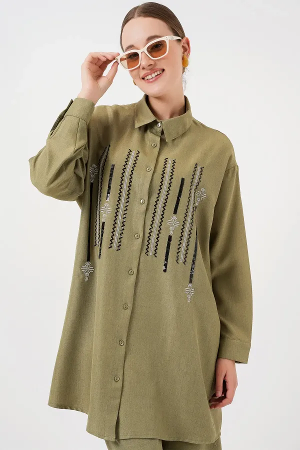 Ensemble deux pièces tunique et pantalon à motifs 6720 - Çağla