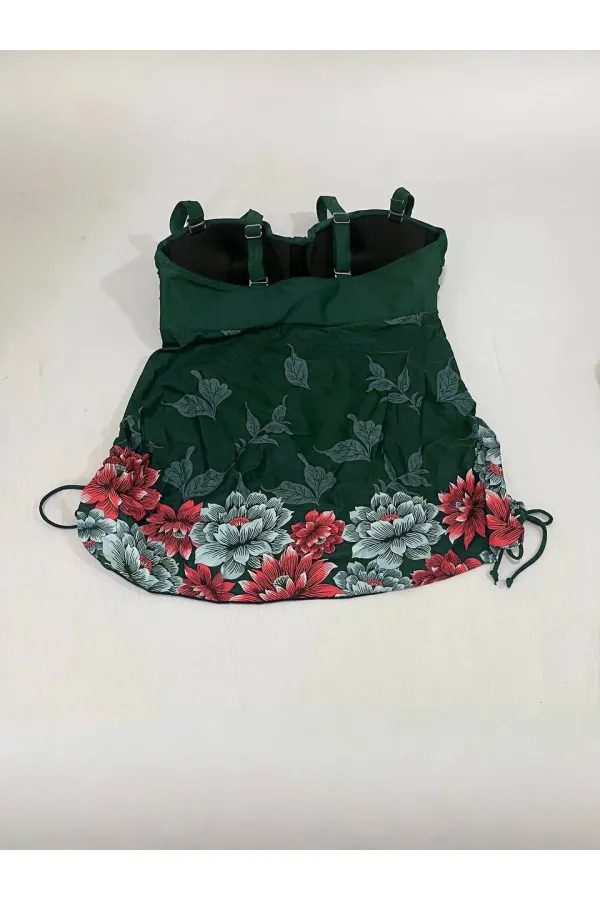 Robe tankini vert émeraude à motifs floraux pour femme, modèle HZL24S-LC4009