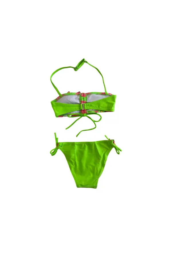 Girl Neon Green Unicorn Patterned 2-8 Years Strapless Bikini Set HZL24S-LC3658