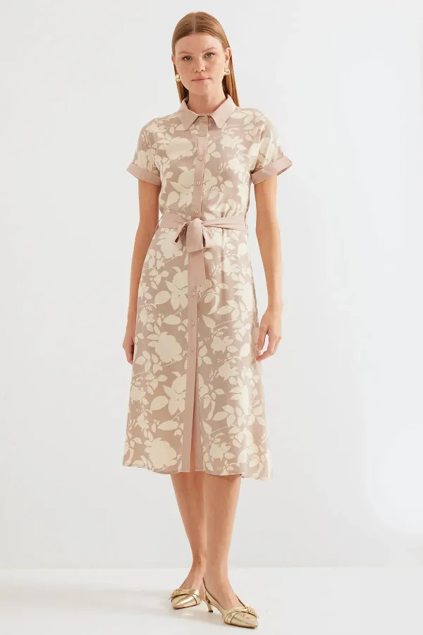 Robe-chemise à motifs 2455 - Beige