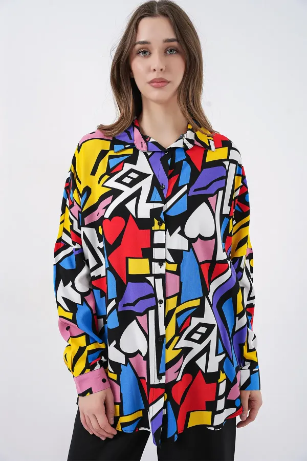 3721 Graphic Pattern Shirt - Black