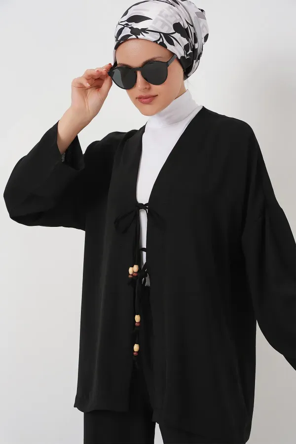 Women's Ayrobin Kimono Pants Two-Piece Set 6739 - Black