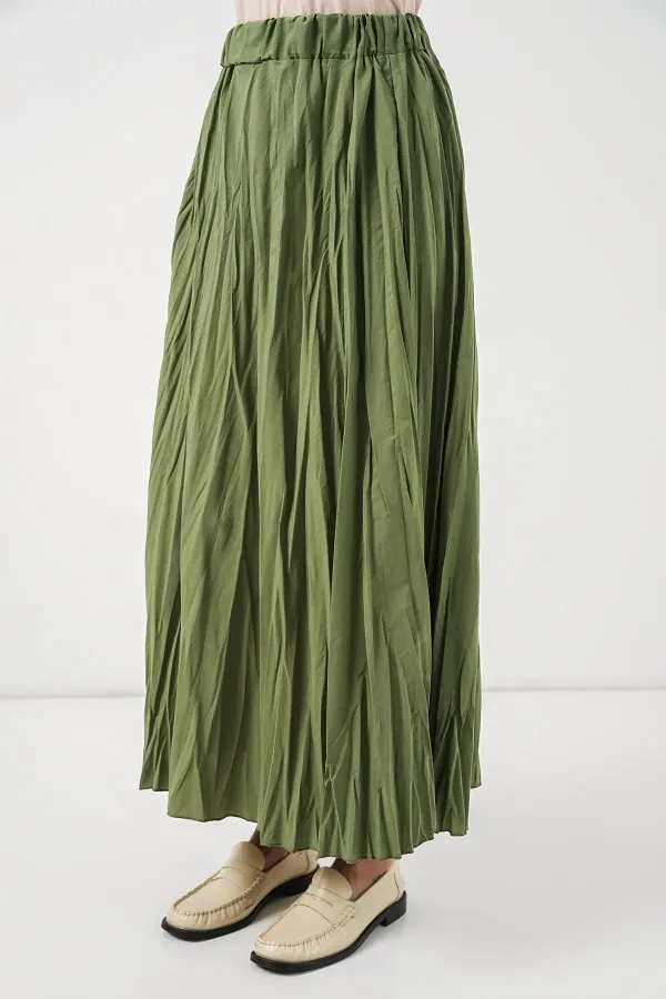 Jupe longue froissée pour femme 8042 - A.Haki