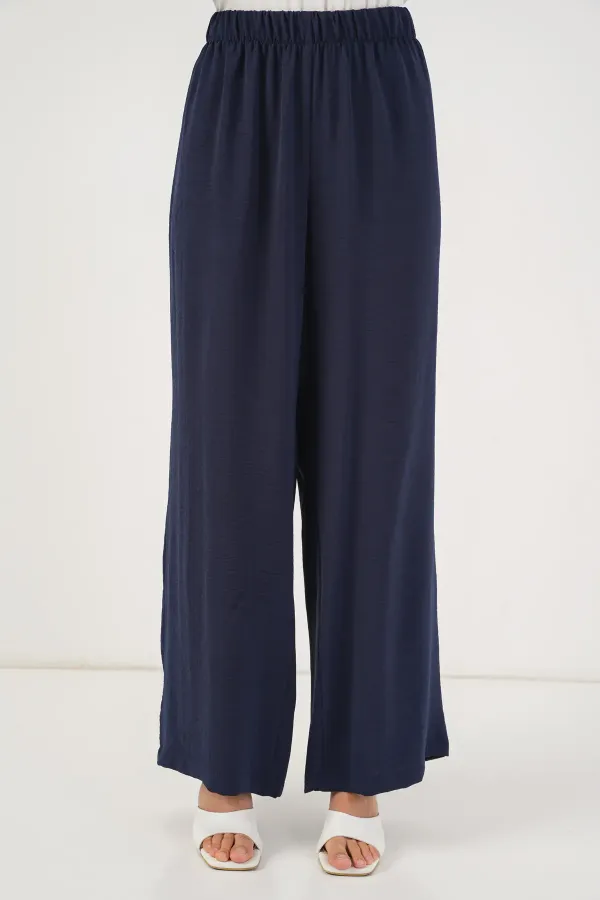 Ensemble deux pièces tunique et pantalon à lacets pour femme 6744 - Bleu marine