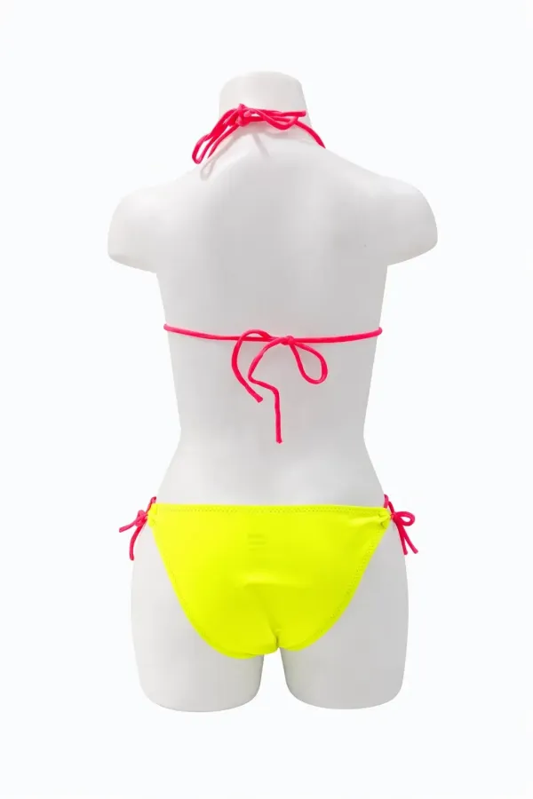 Ensemble bikini triangle à motif paon jaune pour filles, 6-14 ans HZL24S-LC19017