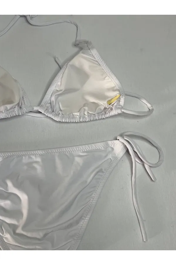 Ensemble bikini triangle blanc dos nu pour femme HZL25S-LC5005