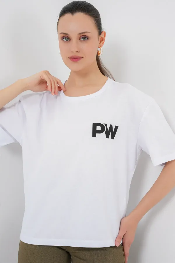 Women's Printed Basic T-Shirt 4343 - White